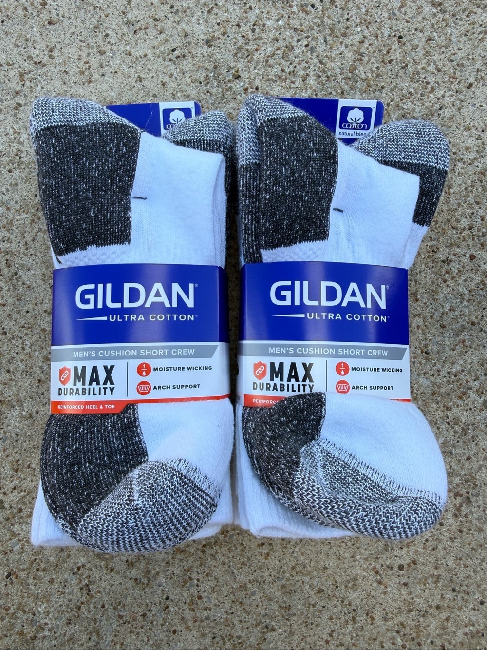 Gildan Men’s Ultra Cotton Short Crew Socks White 3 Pair New 2 Pack Bundle